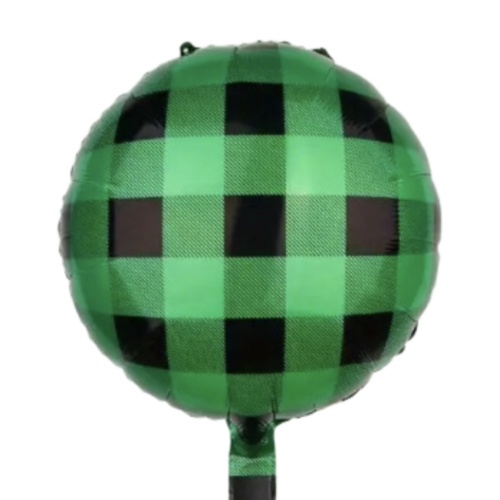 Balloon Foil Woodland Green Plaid